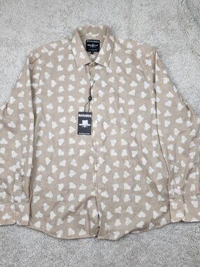 Barabas Men's Polka Dots Beige White Button M Shirt B8509 New with Tags NWT